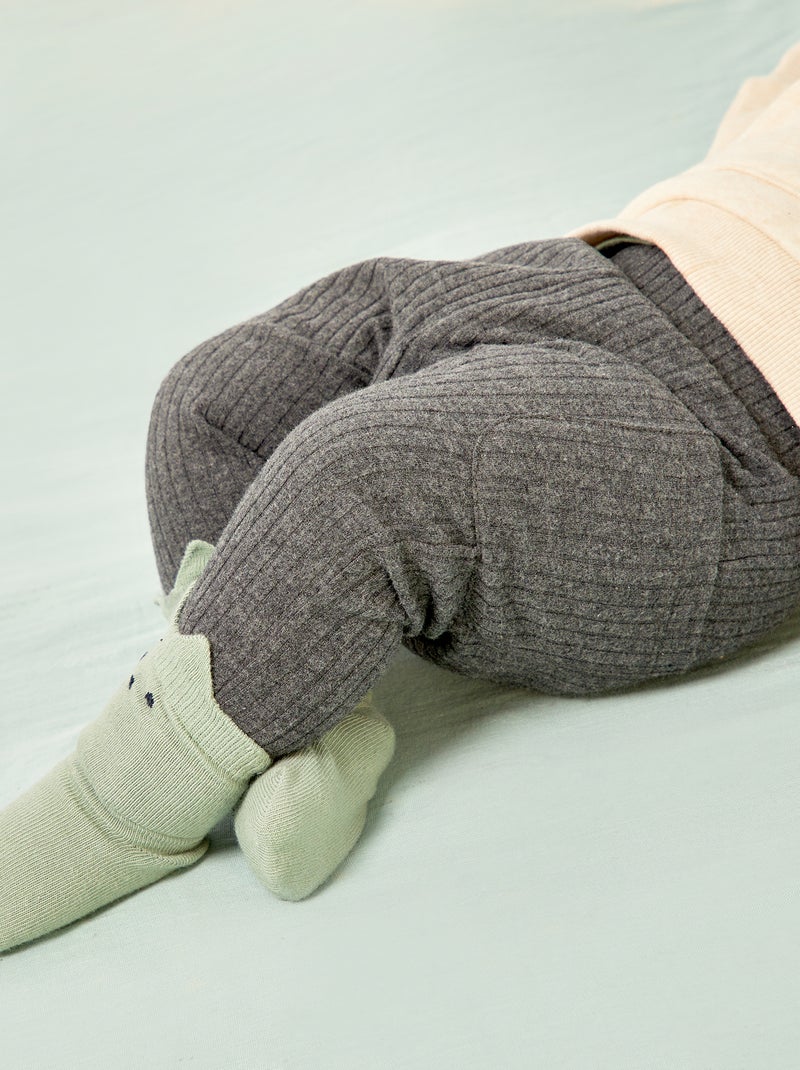 Legging de punto de canalé GRIS - Kiabi