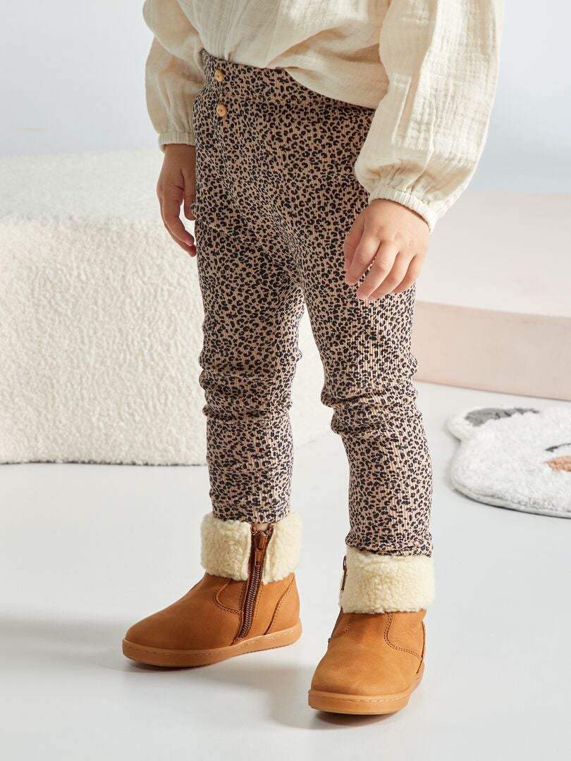 Legging de punto de canalé leopardo - Kiabi