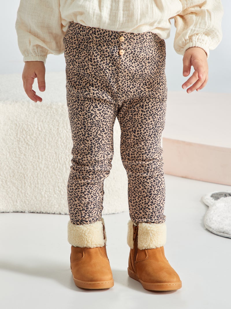 Legging de punto de canalé leopardo - Kiabi