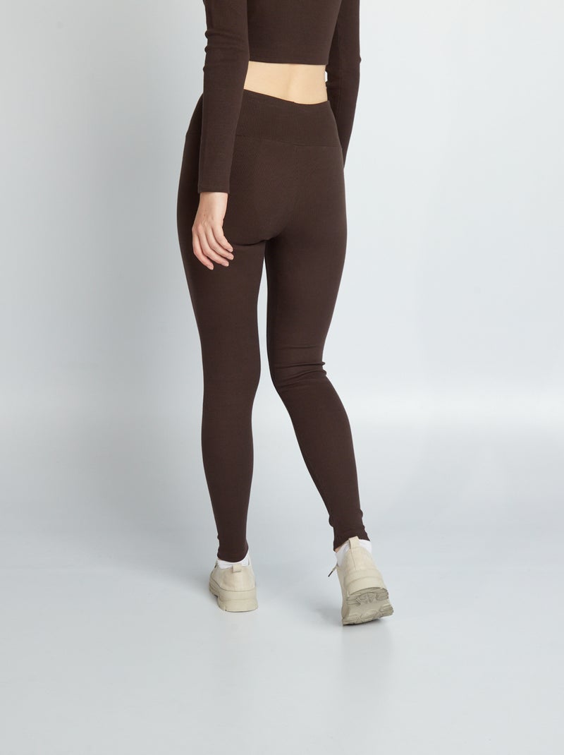 Legging de punto de canalé MARRON - Kiabi