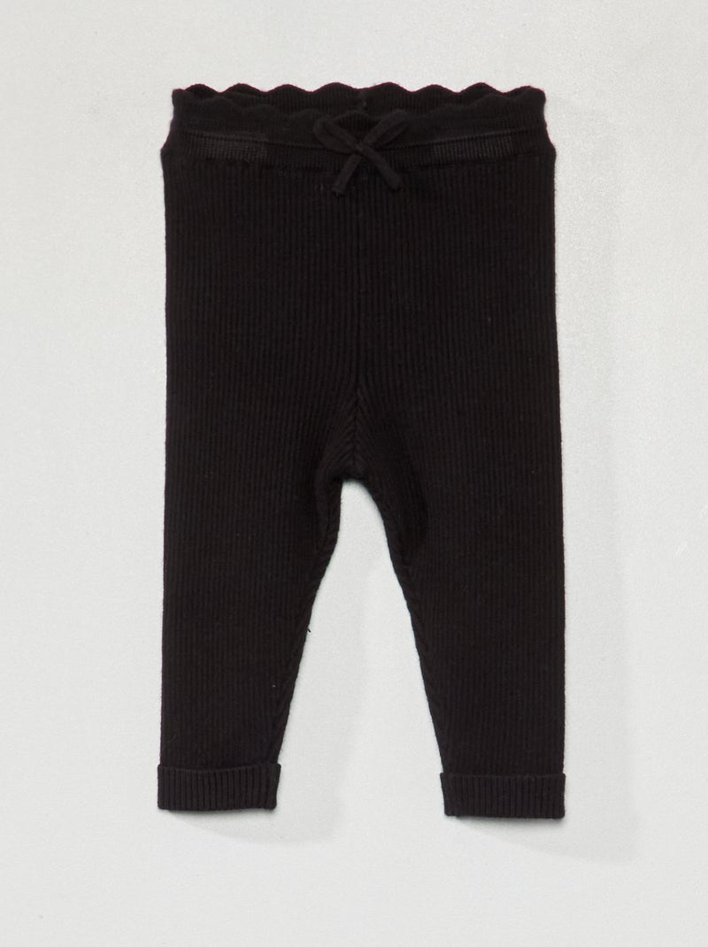 Legging de punto de canalé negro - Kiabi
