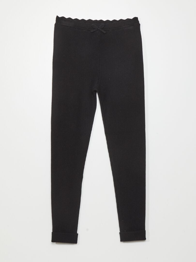 Legging de punto de canalé negro - Kiabi