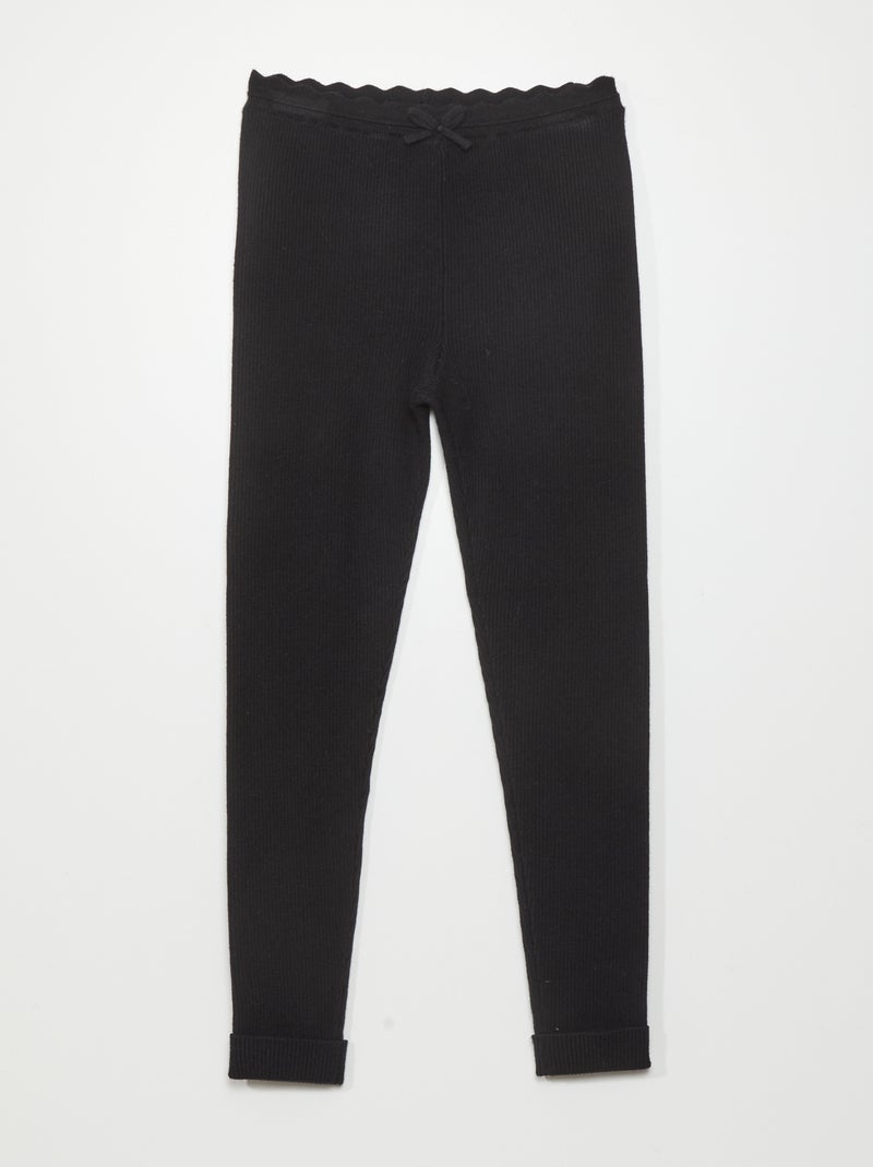 Legging de punto de canalé negro - Kiabi