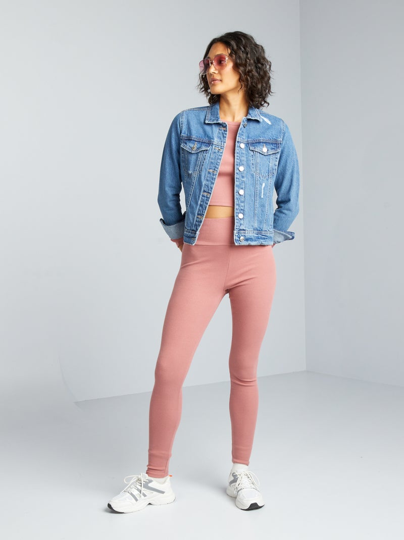 Legging de punto de canalé ROSA - Kiabi