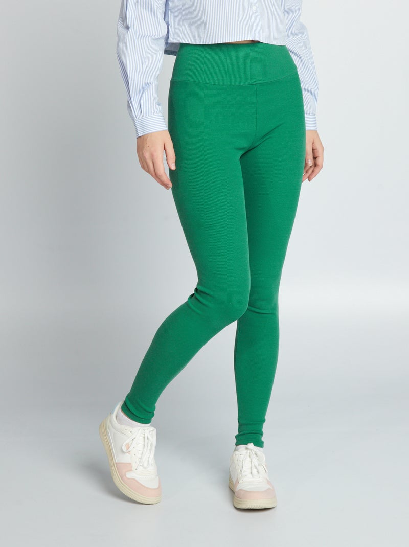 Legging de punto de canalé VERDE - Kiabi