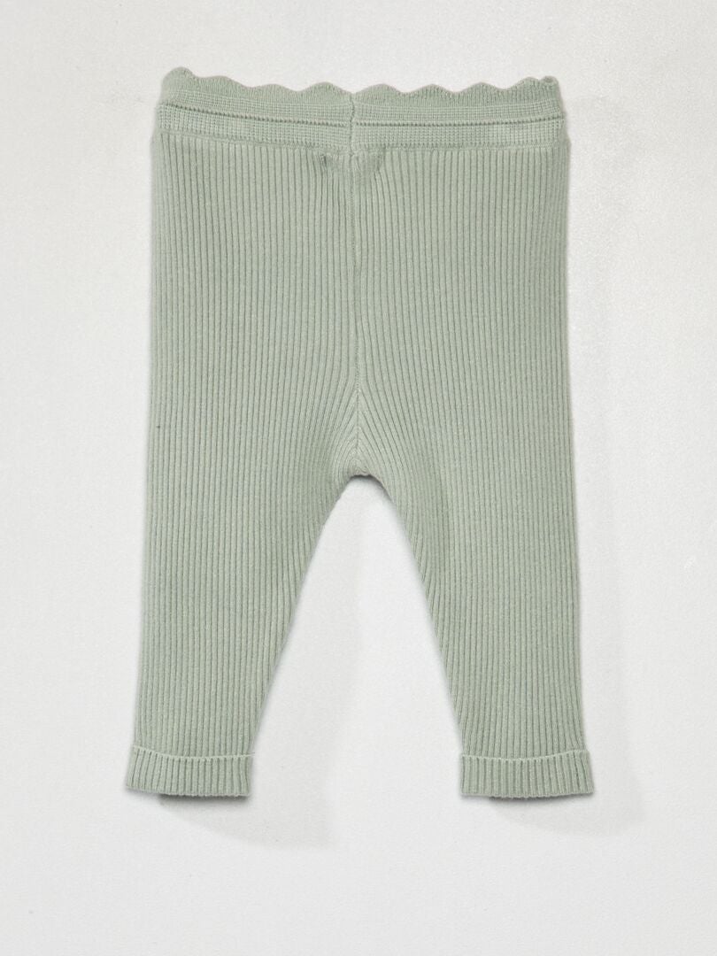 Legging de punto de canalé VERDE - Kiabi