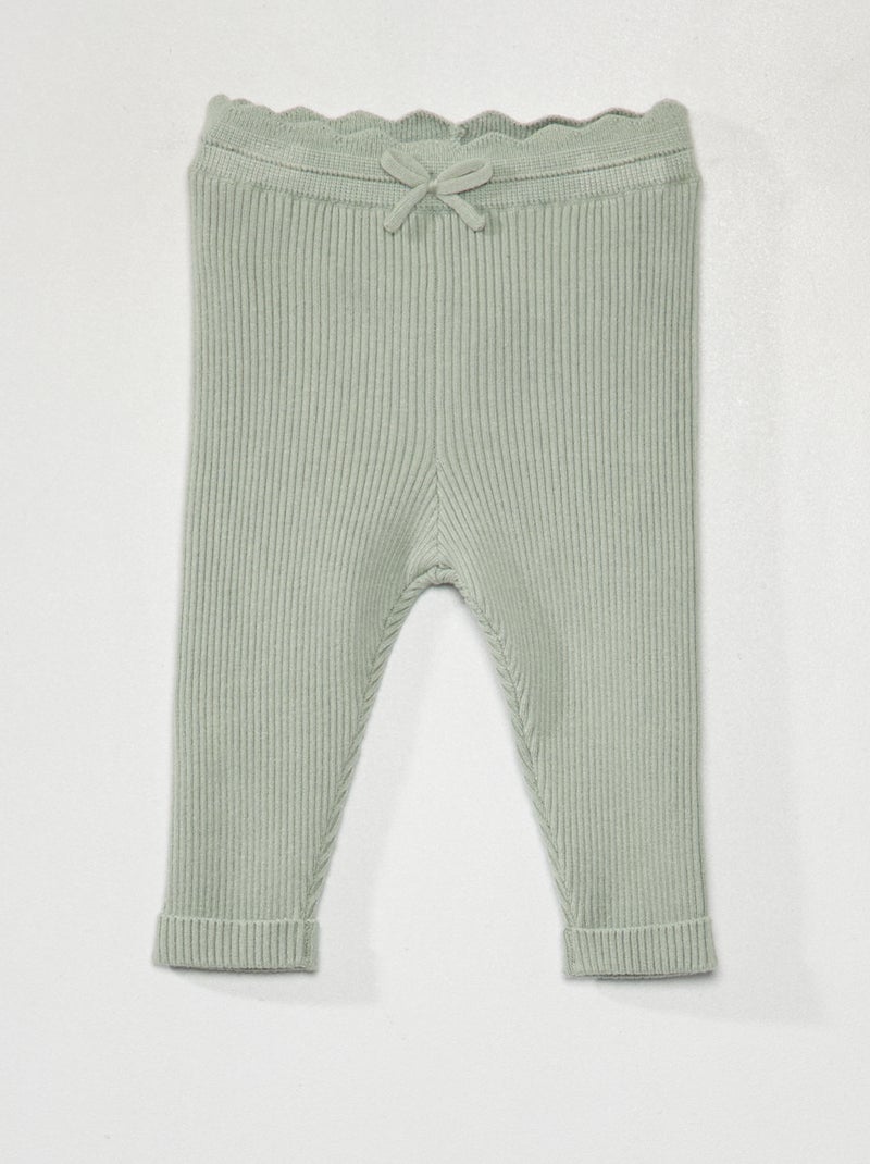 Legging de punto de canalé VERDE - Kiabi