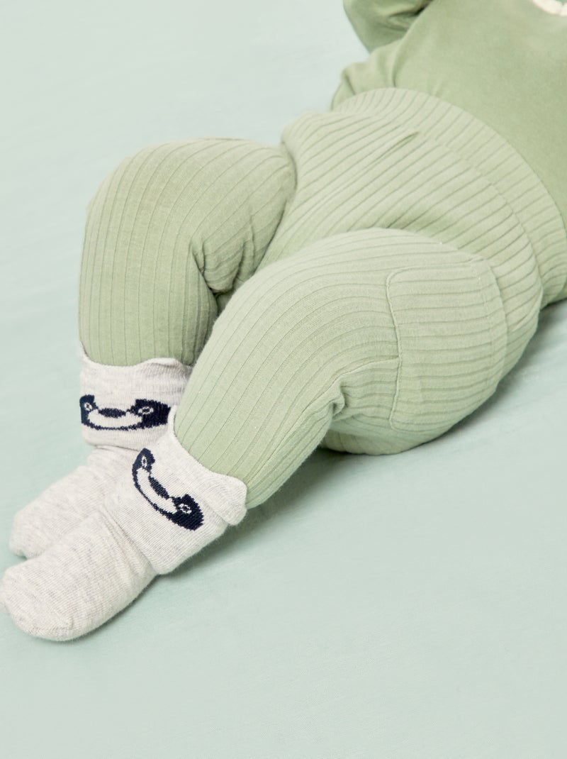 Legging de punto de canalé VERDE - Kiabi