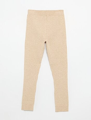 Legging de punto liso con lazo en la cintura