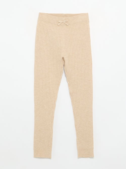 Legging de punto liso con lazo en la cintura - Kiabi