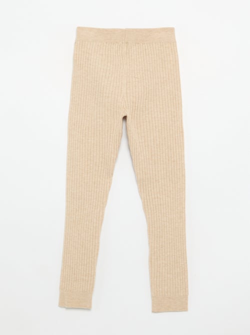 Legging de punto liso con lazo en la cintura - Kiabi