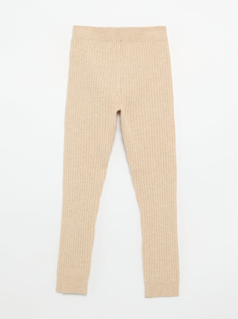 Legging de punto liso con lazo en la cintura Beige - Kiabi