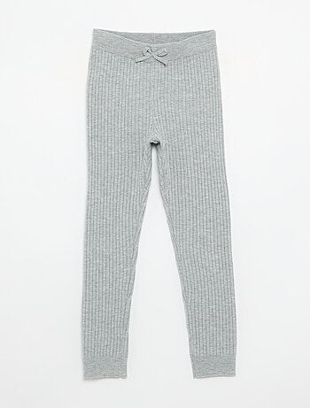 Legging de punto liso con lazo en la cintura
