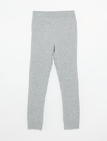 Legging de punto liso con lazo en la cintura