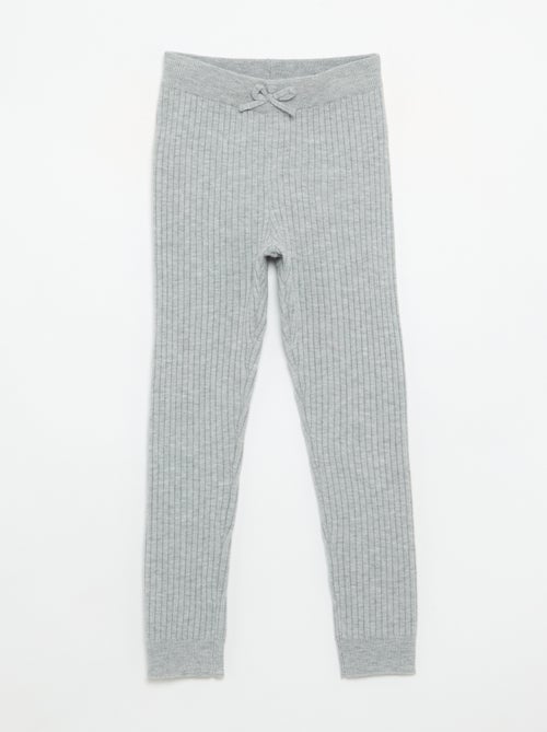 Legging de punto liso con lazo en la cintura - Kiabi