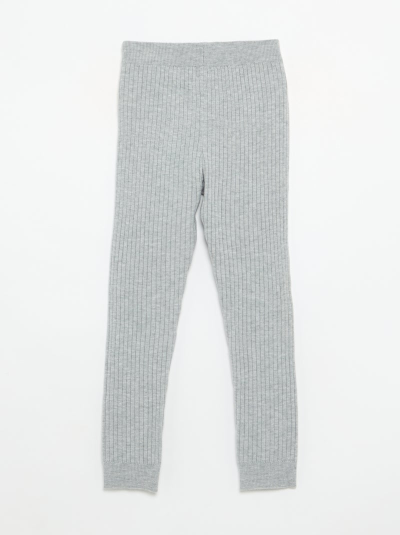 Legging de punto liso con lazo en la cintura Gris - Kiabi