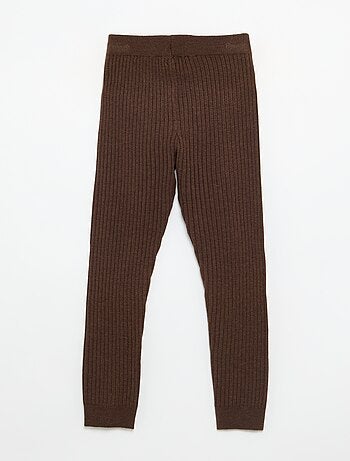 Legging de punto liso con lazo en la cintura