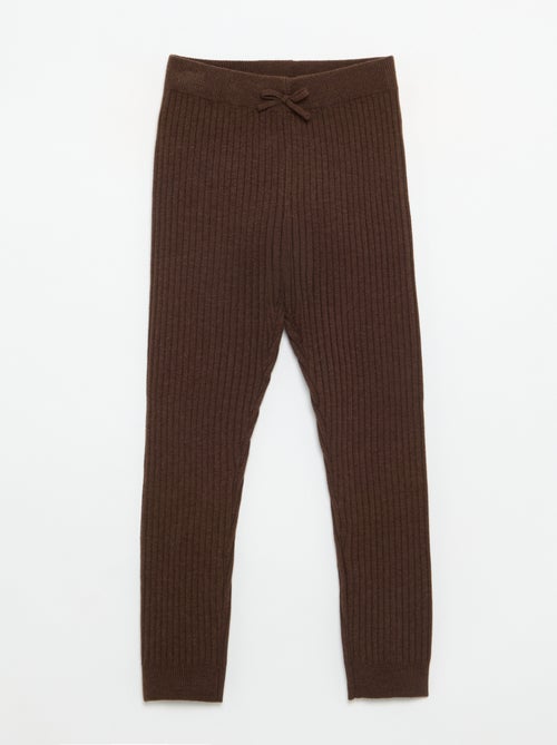 Legging de punto liso con lazo en la cintura - Kiabi