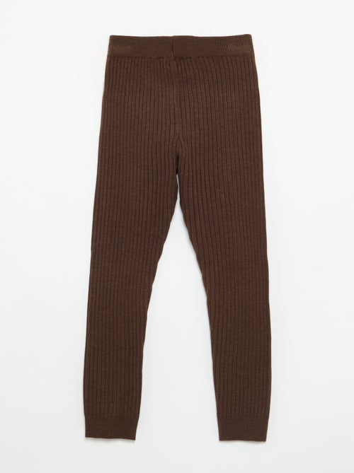Legging de punto liso con lazo en la cintura - Kiabi