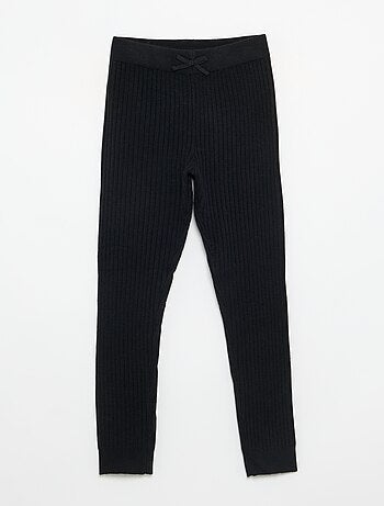 Legging de punto liso con lazo en la cintura
