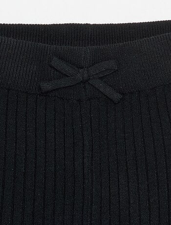 Legging de punto liso con lazo en la cintura
