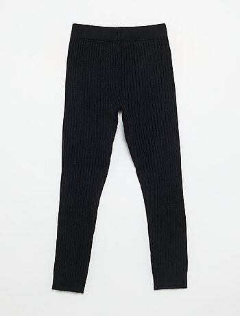 Legging de punto liso con lazo en la cintura