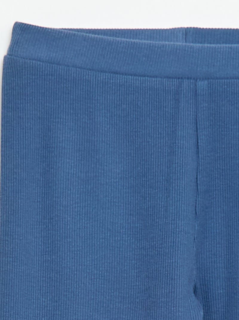 Legging de punto liso de algodón Azul - Kiabi