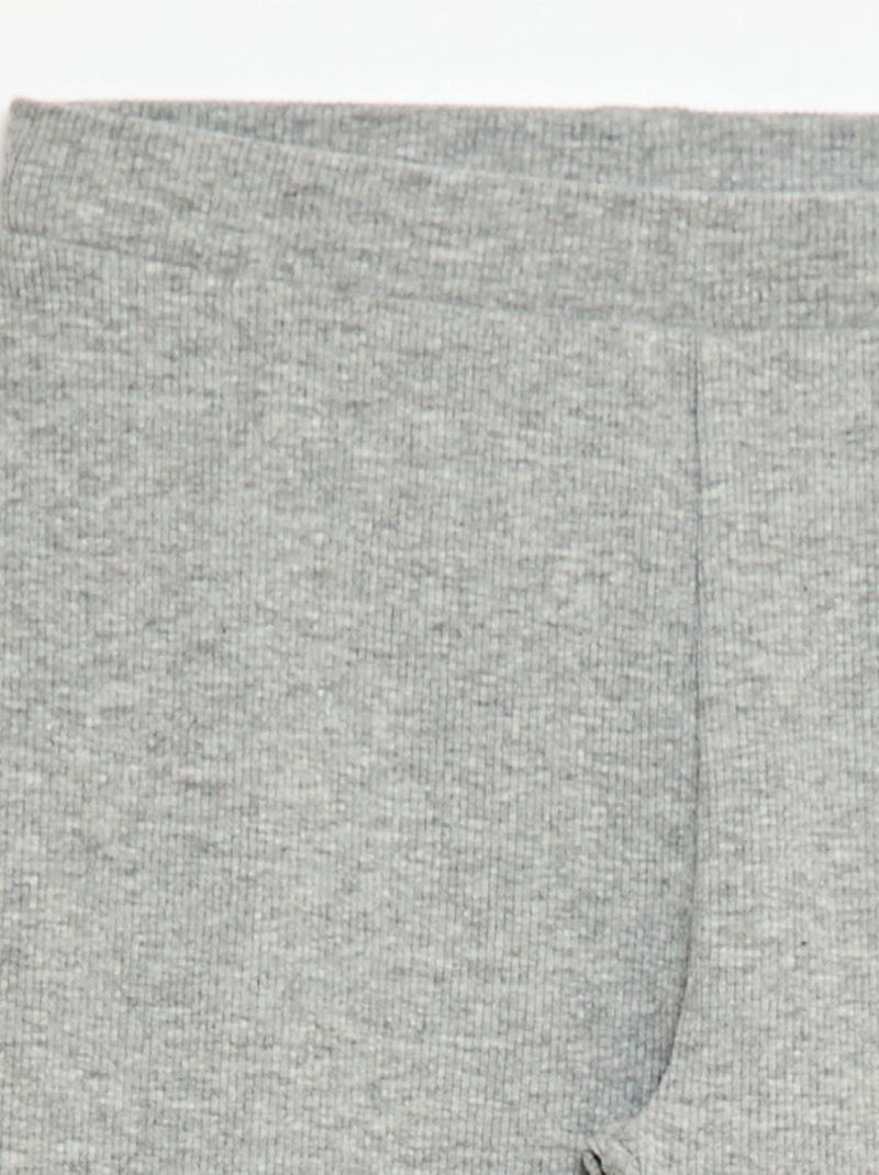 Legging de punto liso de algodón Gris - Kiabi