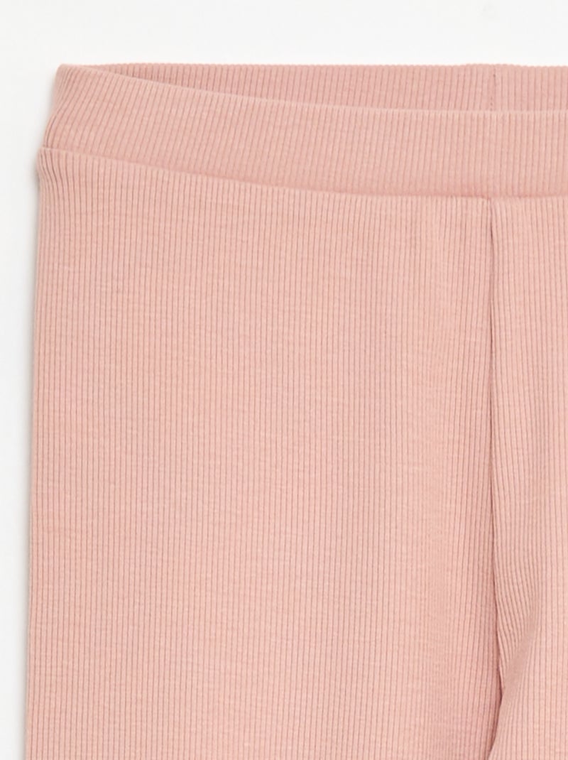 Legging de punto liso de algodón Rosa - Kiabi