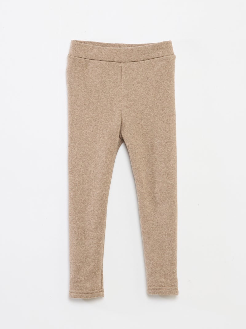 Legging de punto perchado en algodón liso Beige - Kiabi