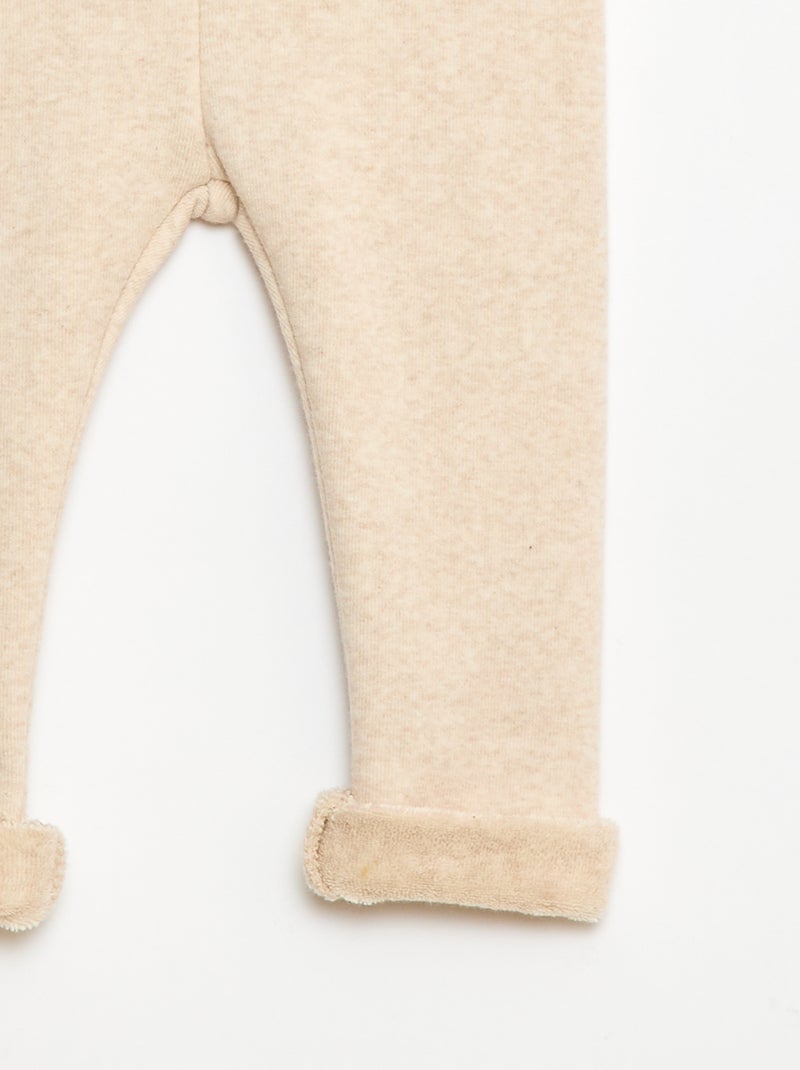 Legging de punto perchado en algodón liso Beige - Kiabi