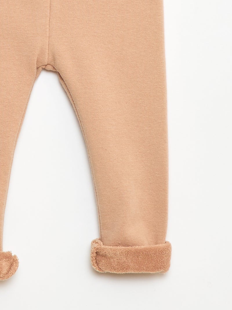 Legging de punto perchado en algodón liso Beige - Kiabi