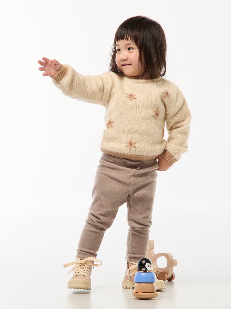 Legging de punto suave Beige - Kiabi