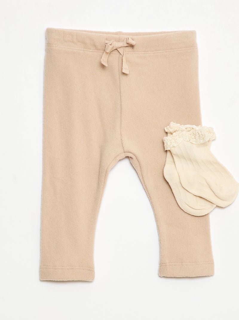 Legging de punto suave Beige - Kiabi