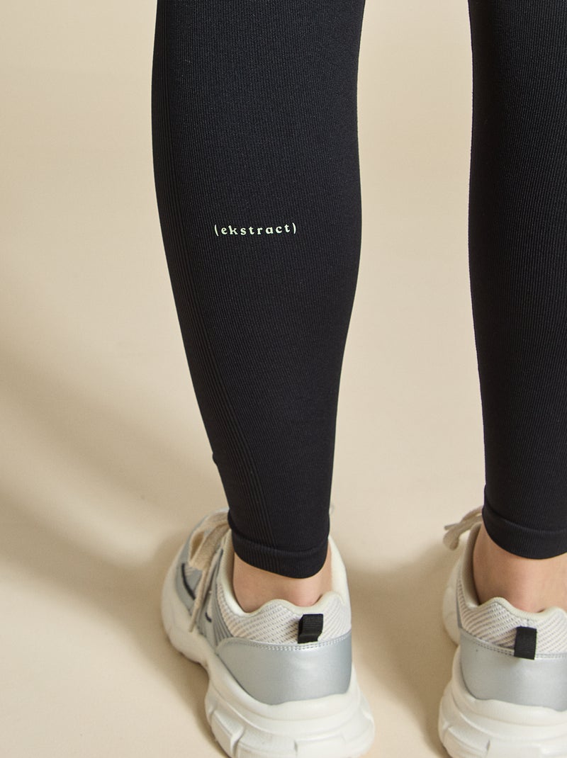 Legging deportivo en canalé sin costuras - (ekstract) Negro - Kiabi