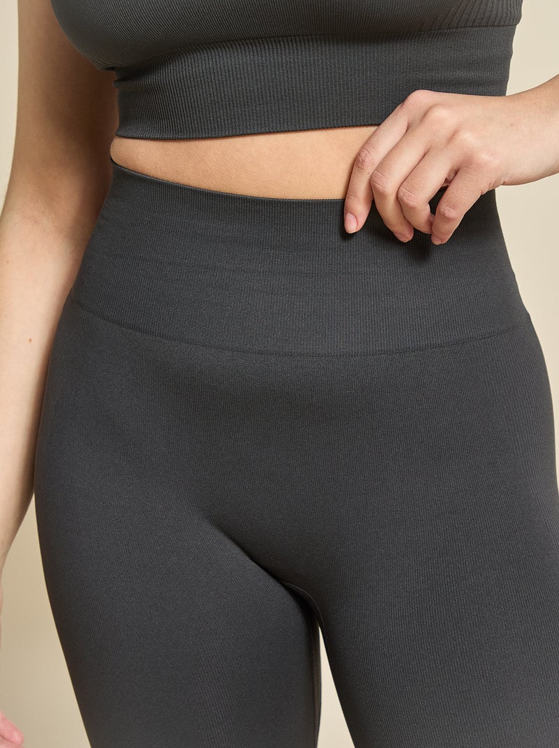 Legging deportivo en canalé sin costuras - (ekstract) Negro - Kiabi