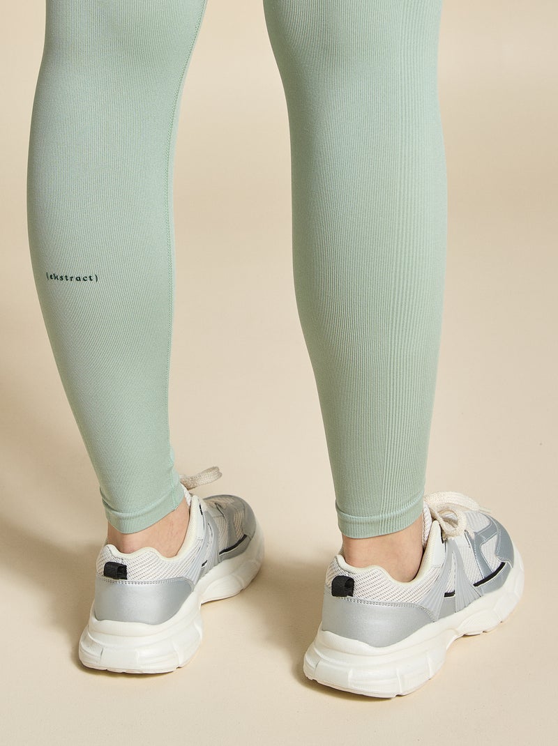 Legging deportivo en canalé sin costuras - (ekstract) Verde - Kiabi