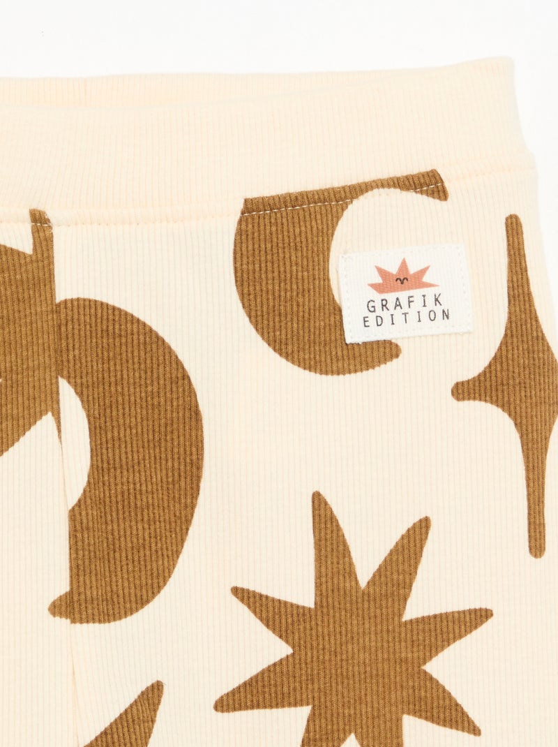 Legging estampado de canalé Blanco - Kiabi