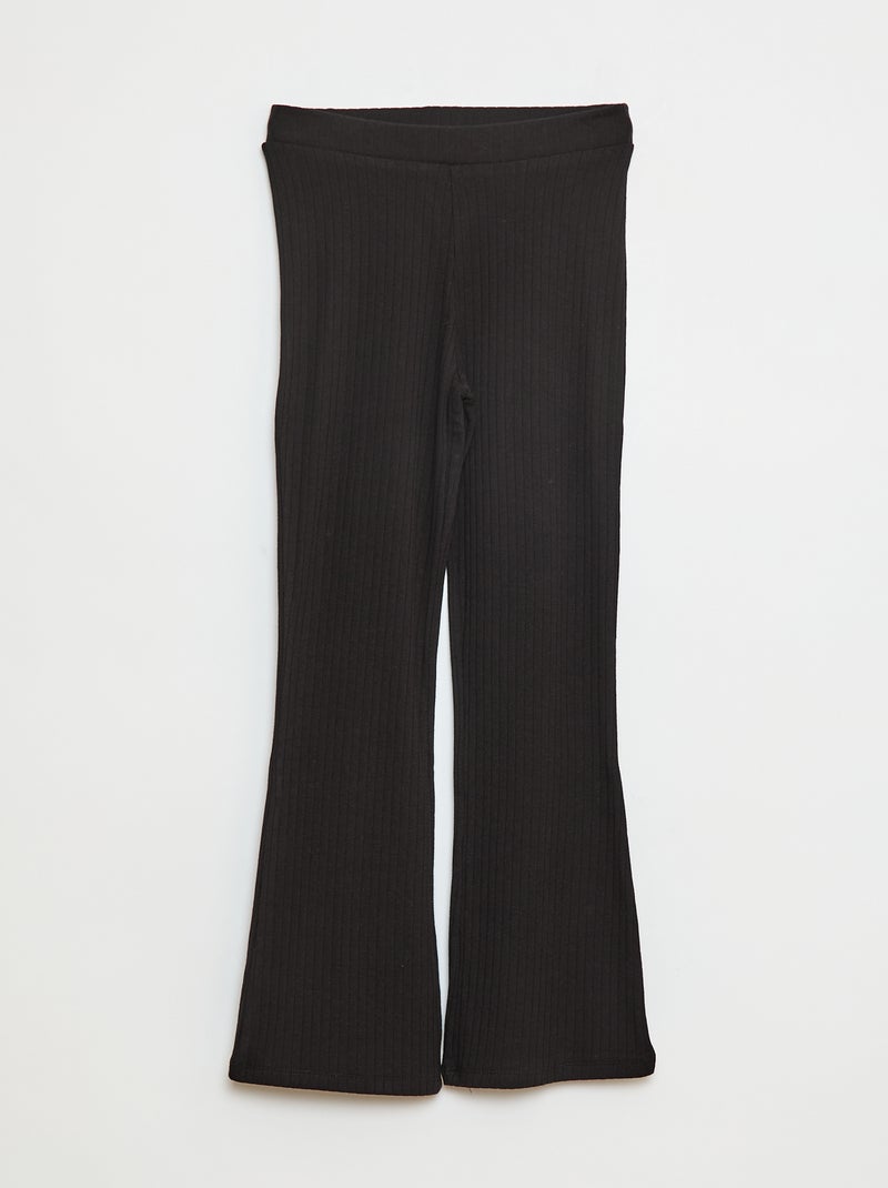 Legging estampado de canalé negro - Kiabi