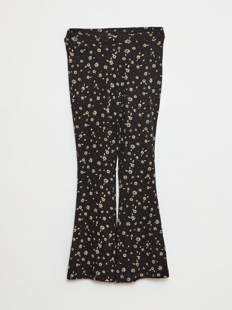 Legging estampado de canalé Negro - Kiabi