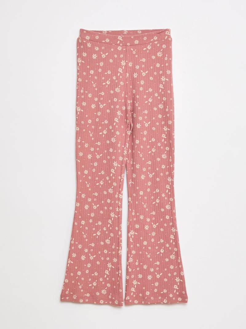 Legging estampado de canalé Rosa - Kiabi