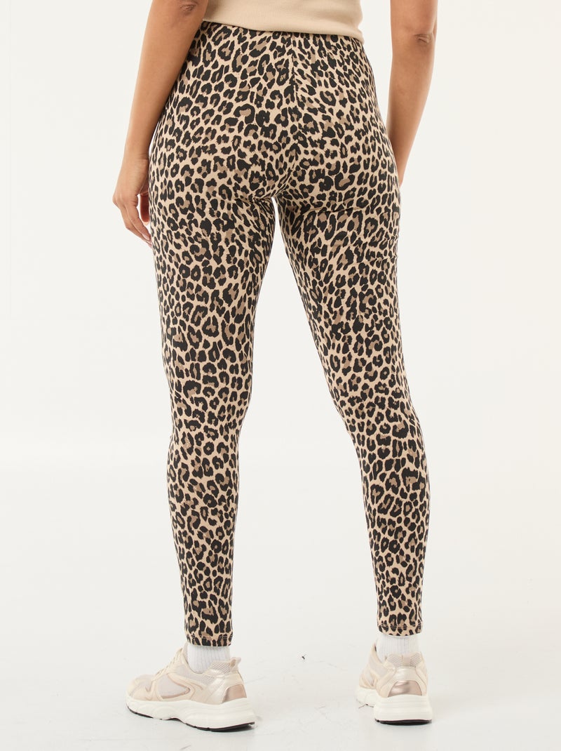 Legging estampado de leopardo en algodón Beige - Kiabi