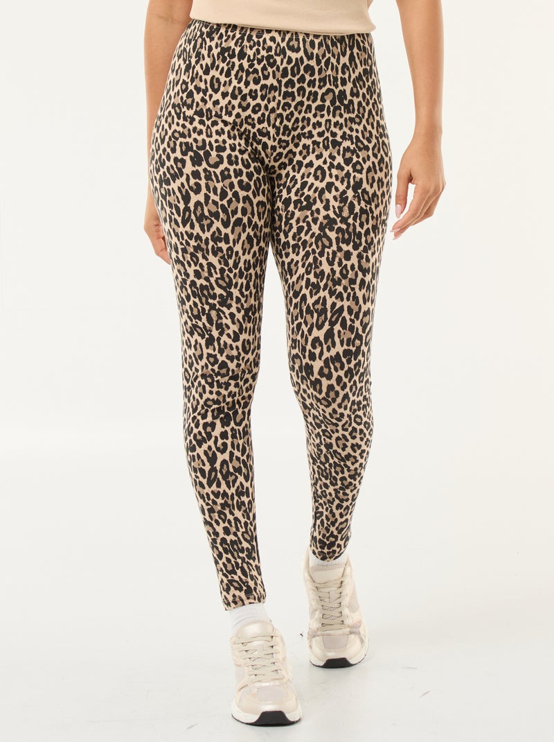 Legging estampado de leopardo en algodón Beige - Kiabi