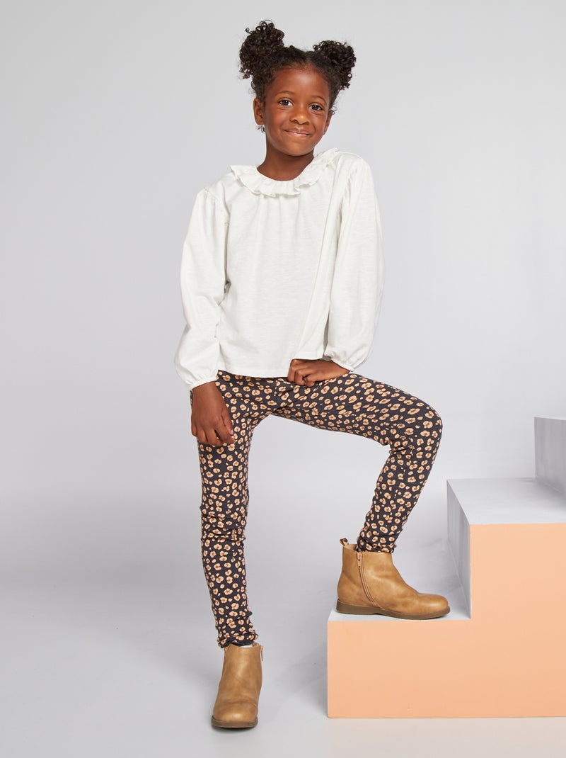 Legging estampado de punto de canalé Negro - Kiabi