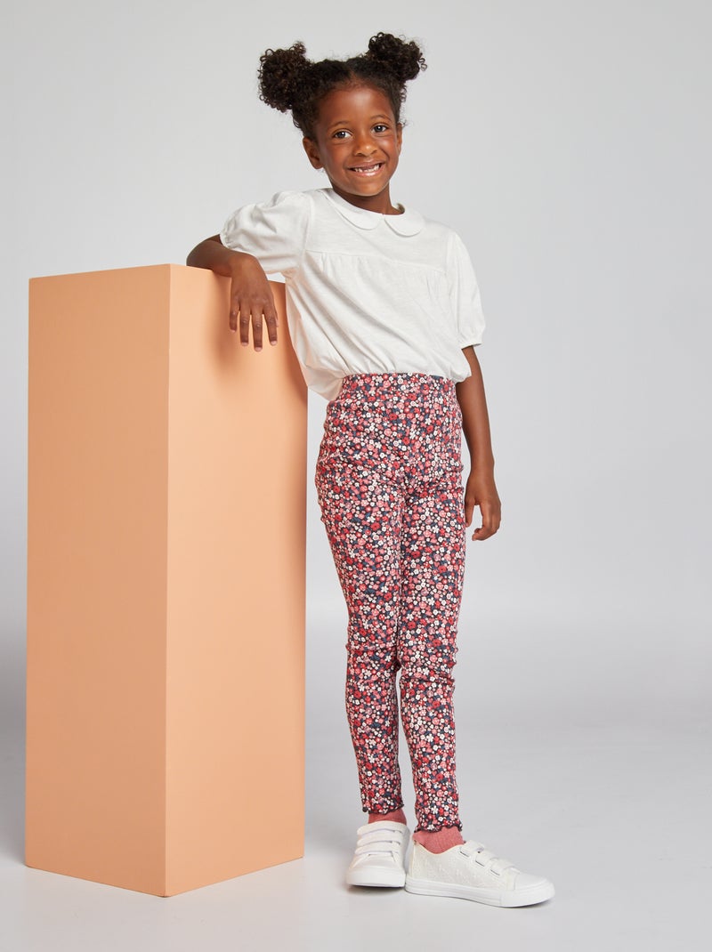 Legging estampado de punto de canalé Rosa - Kiabi