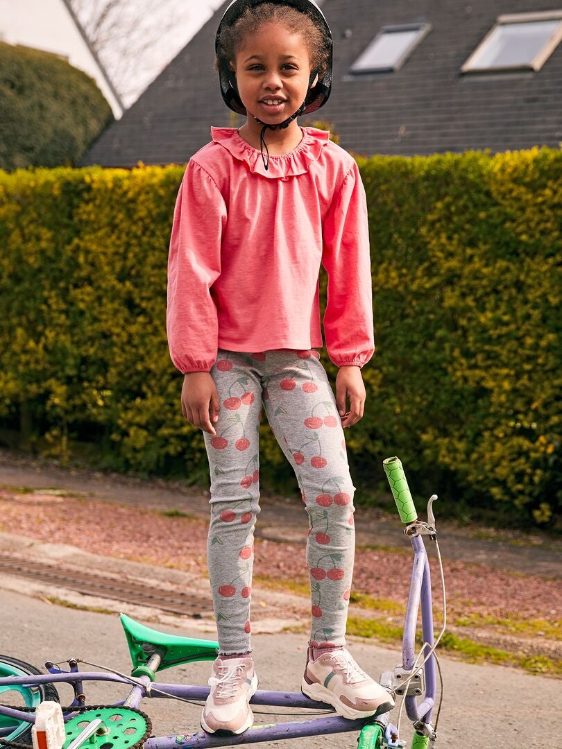Legging estampado de punto de canalé Rosa/Gris - Kiabi