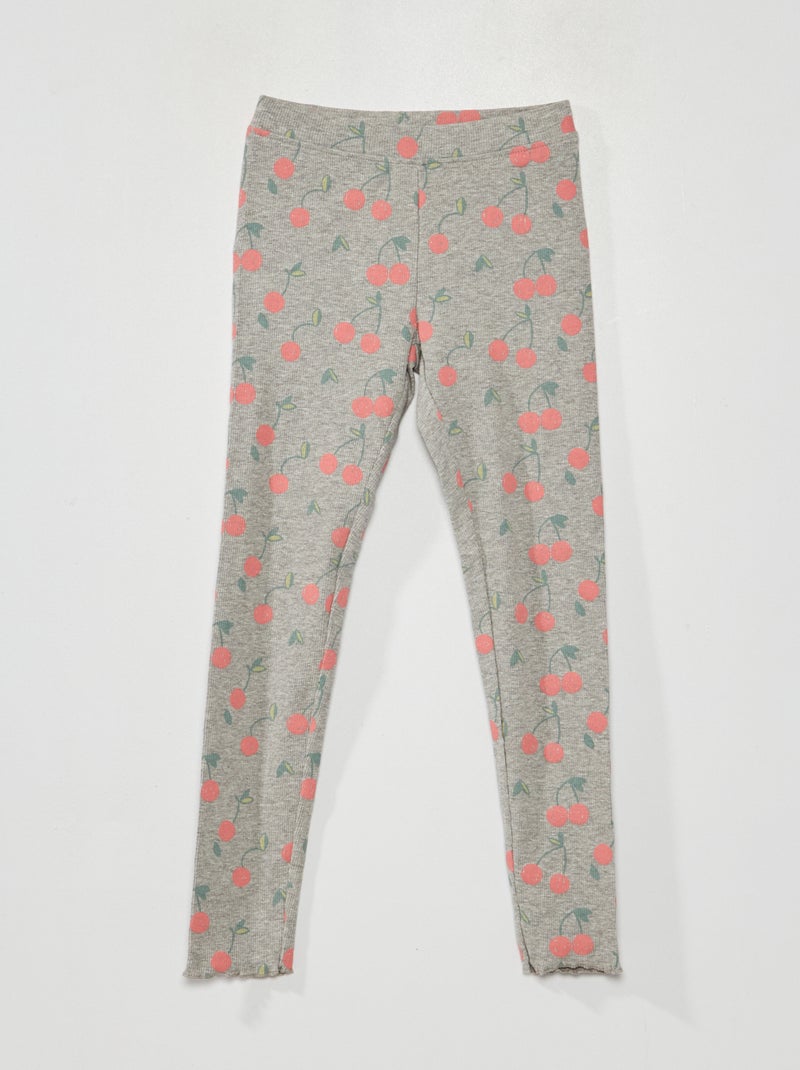 Legging estampado de punto de canalé Rosa/Gris - Kiabi