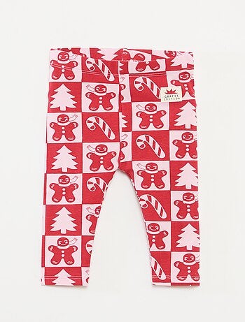 Legging estampado navideño all-over en punto de algodón