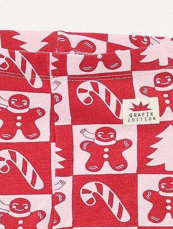 Legging estampado navideño all-over en punto de algodón
