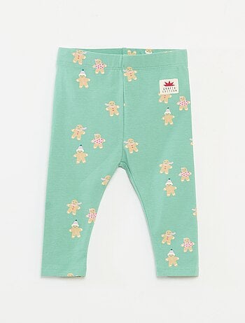 Legging estampado navideño all-over en punto de algodón